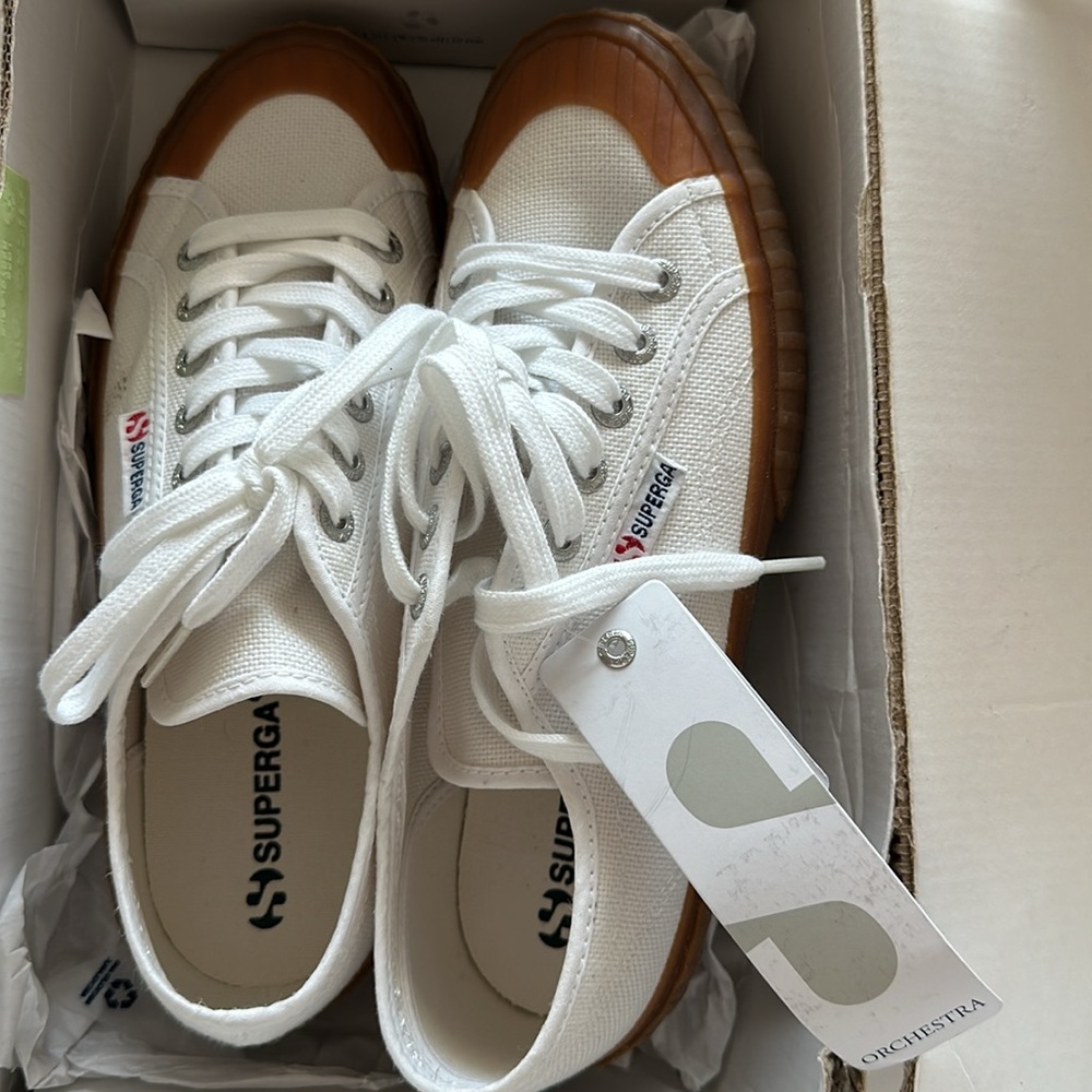 NWT IN BOX! SUPERGA sneakers — 2630 stripe | white/gum